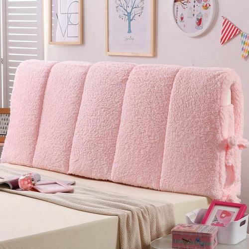 羊羔绒加厚床头靠背环保海绵实木床头罩 床头套1.8米床头软包靠垫