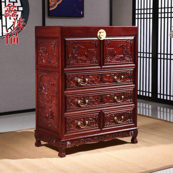 实木香樟木五斗柜子卧室中式储物柜复古五斗橱收纳抽屉柜六斗衣柜