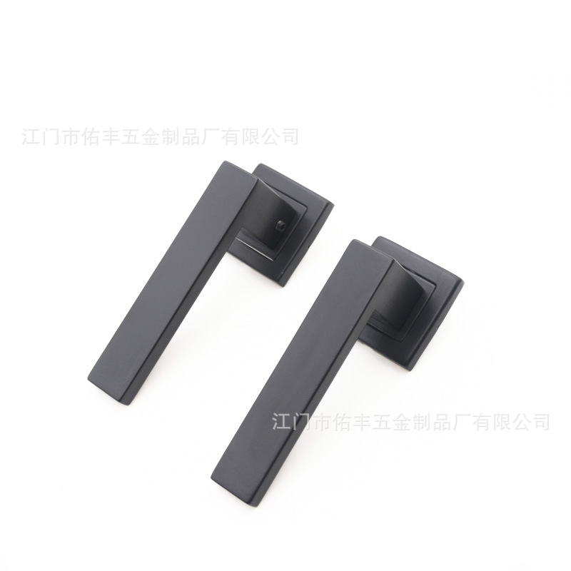 304拉丝不锈钢方管空心门把手 哑黑方盖分体门拉手 方型门执手