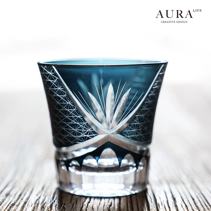 AAS江户切子赤菊洋酒杯日式手工水晶玻璃杯洋酒杯威士忌酒杯