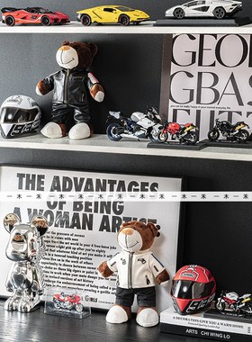 样板房儿童房机车主题摆件男孩房桌面赛车头盔跑车摩托模型