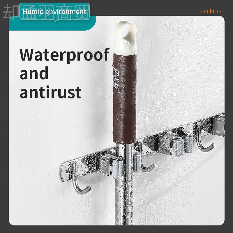 可挂移动拖把XJI架不免打孔锈钢把钩壁挂式拖把夹扫把挂架卡拖扣