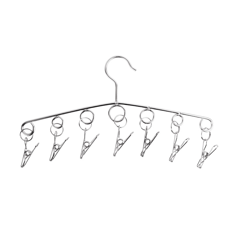 加粗304实心不锈钢防风夹子挂 多夹防滑晾晒衣袜挂架多功能衣服架