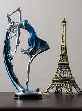 轻奢复古芭蕾舞女客厅电视柜摆设酒柜装饰品超市美陈工艺品摆件