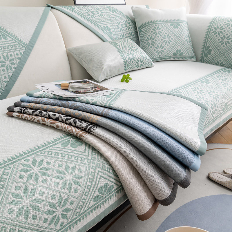 雪花冰丝沙发垫夏季夏天款凉席坐垫简约现代防滑皮沙发套罩盖布巾