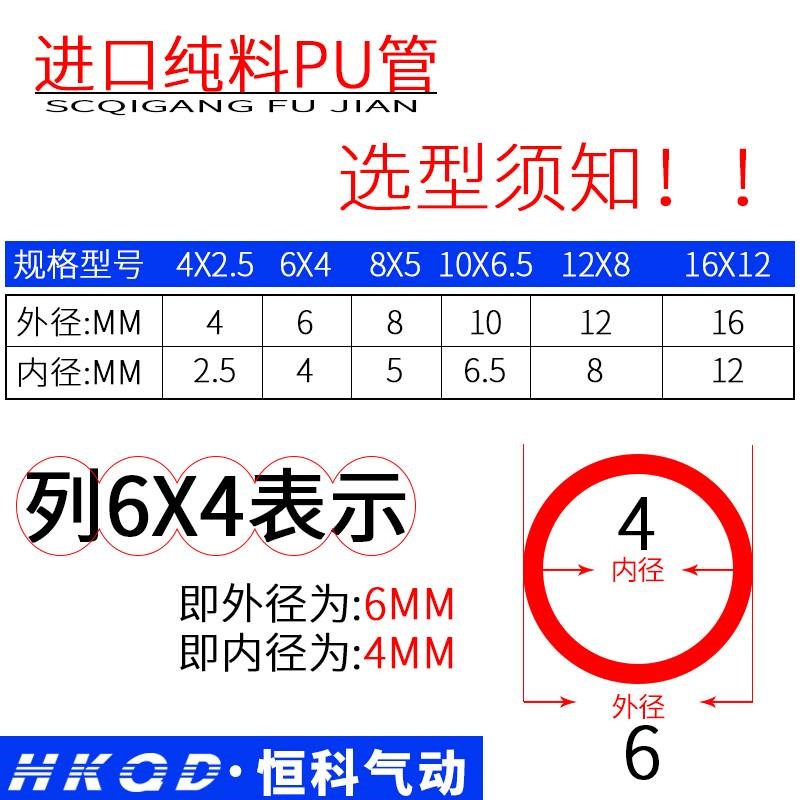 空压机气管pu软管压缩空管高压12/10*6.5/6*4*2.5气管8*5厘气泵