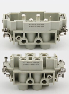 H16B-HK-006-1重载连接器6芯矩形航空插头插座HK4/2-006MF电流80A