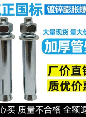 国标铁膨胀螺栓镀锌六个的6mm空调支架10100八个的8x80膨胀螺丝