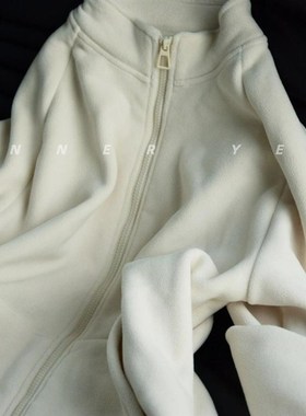 穿包浆INNER YES超好看摇粒绒加绒白色卫衣女款内搭外套秋冬抓绒