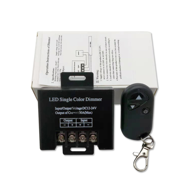 LED调光控制器LED单色灯条RF带遥控调光开关大功率DC12V24V30A