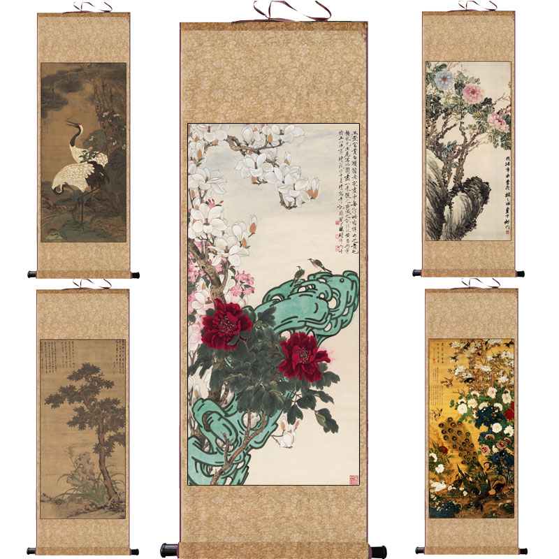 北宋徐熙本玉堂富贵图丝绸画卷轴C画成品挂画客厅仿古名家牡丹挂