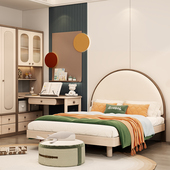 ABC太空漫游儿童实木床男孩女孩双人床简约风欧式 软包单人床