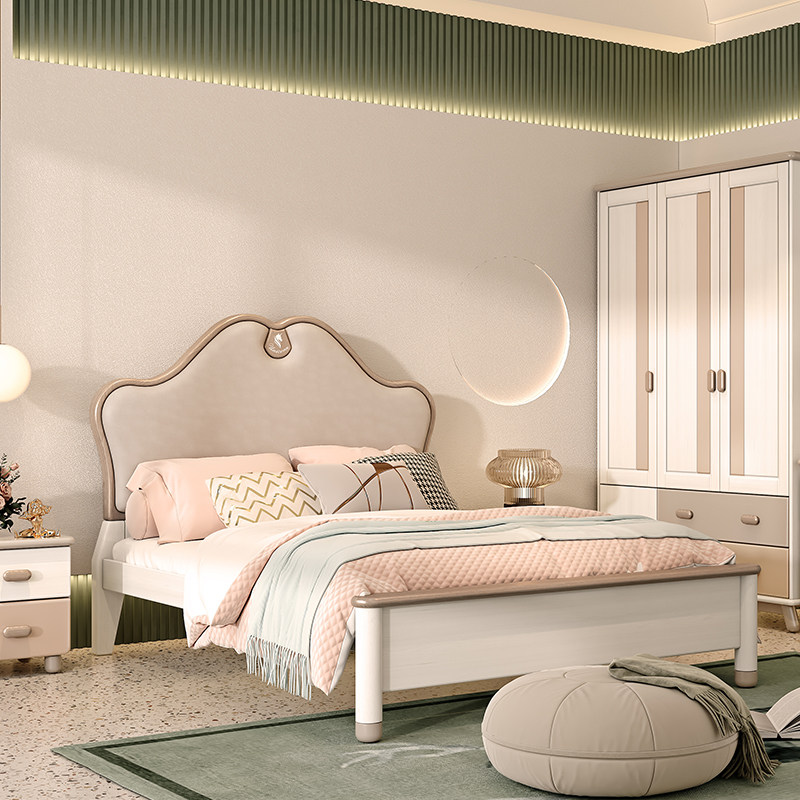 ABC梦幻巴黎儿童粉色1.8米实木床