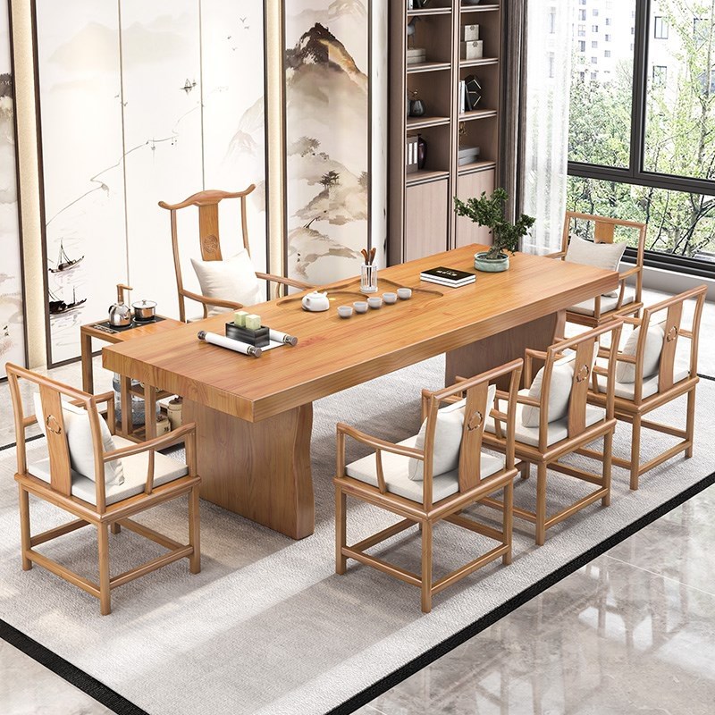 实木茶桌椅组合新中式客厅整套大板茶台办公M室原木茶几禅意泡茶