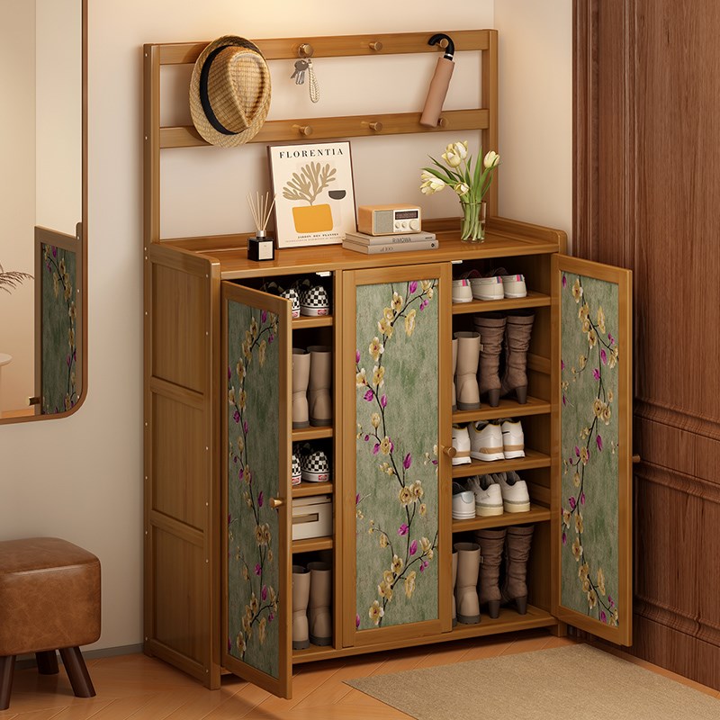 鞋架多层家用门口鞋子收纳柜非实木入户防尘复古鞋柜简易出租屋用
