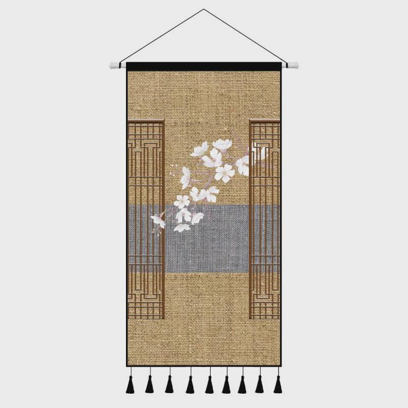 挂布挂布客厅玄关入户装饰画超大中式禅意M布艺挂画茶室背景中国