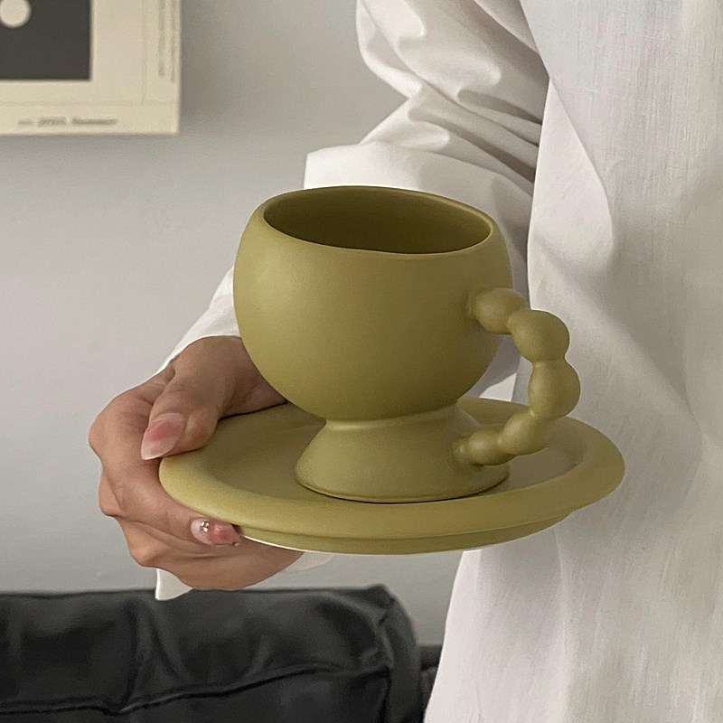 小众氛围感马卡龙色咖啡杯碟ins风陶瓷下午茶马克杯早餐牛奶杯子