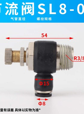 sl6插接头节流-/--/8快排气12调速03-01黑色02/气缸节流03气管8
