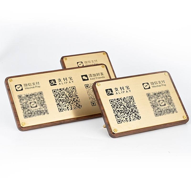 金属标识牌定制铜二维码收款码桌面标牌定做展示牌定制Y收银台收