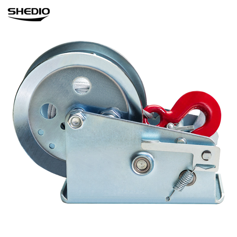 自锁式手摇绞盘手动钢丝绳车载便携式升K降葫芦绞盘轮牵引小吊机