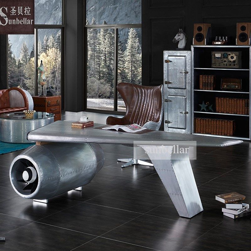 定制工业风家具不锈钢桌子金属铝皮家用个性办公台设计师飞行台桌