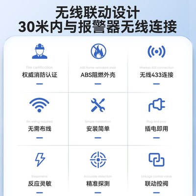 无线燃气报警器家用自动切断阀煤气泄漏天然气液化气厨房警报器
