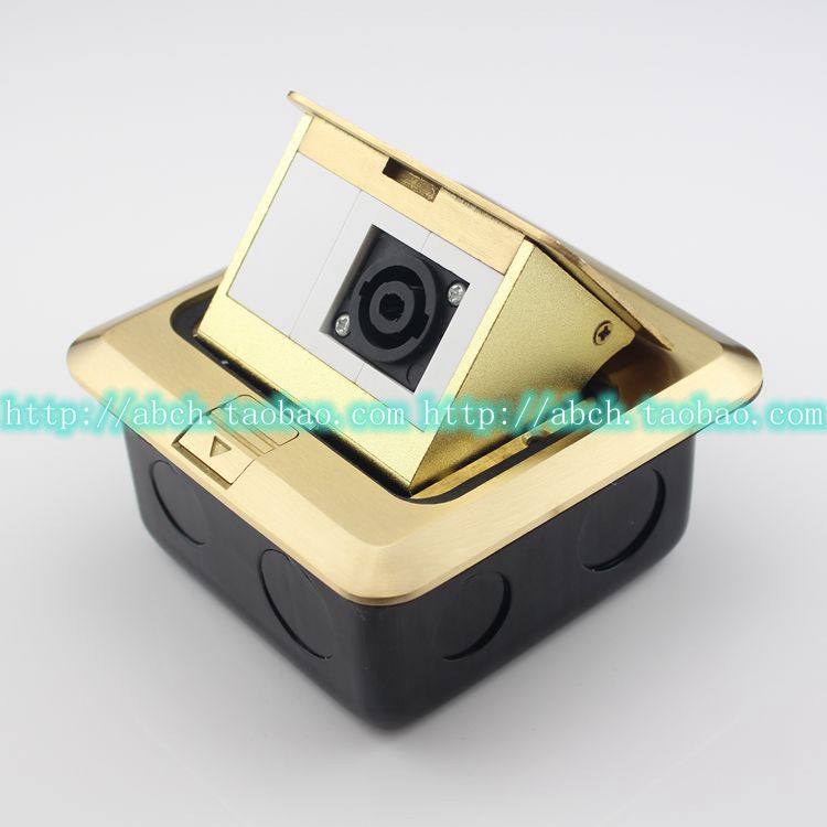 弹起式三位地插 专业音响 舞台音响 舞台音箱摇杆 铜地面插座