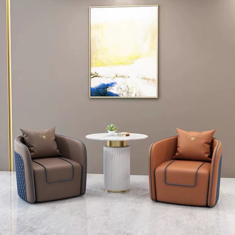 北欧售楼处接待桌椅轻奢酒店会客沙发组合办公室商务洽谈单人沙发