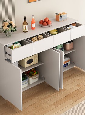 法式餐边柜厨房超薄30公分白色窄型餐柜20cm实木储物柜薄柜收纳柜