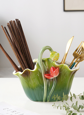 现代中式珐琅彩陶瓷花瓶客厅餐厅装饰品摆件插花桌面干花装饰花盆