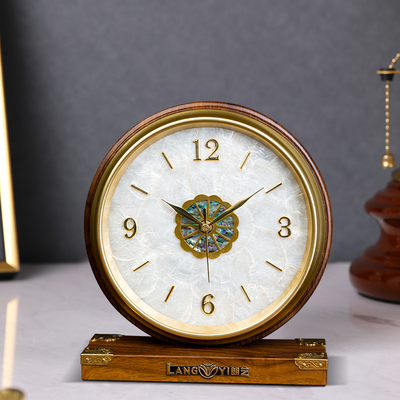 复古家用创意台式钟表客厅摆件高端座钟卧室静音桌面摆钟中式台钟