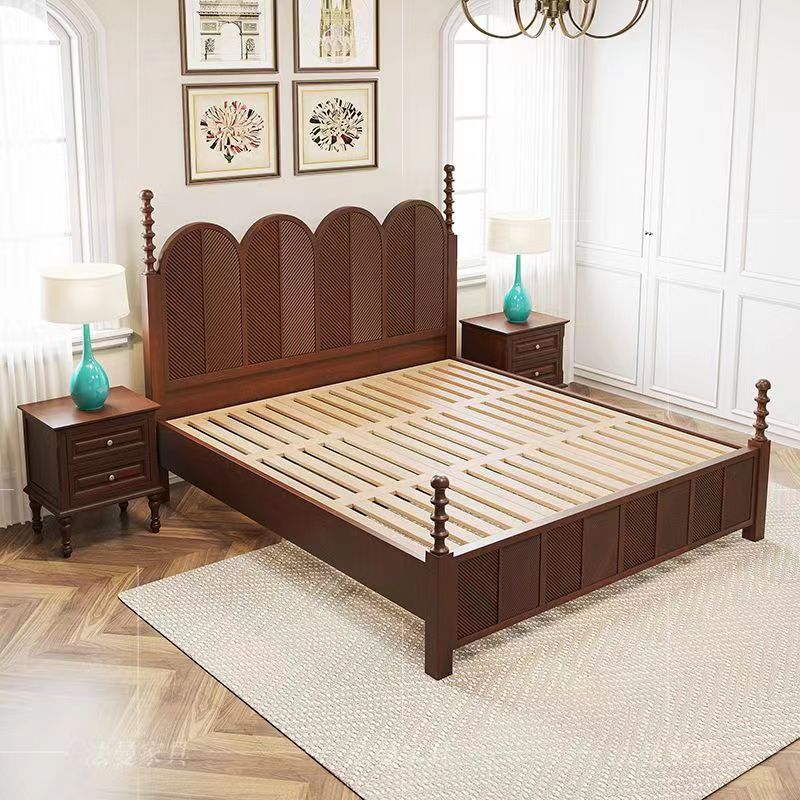 意式复古实木床百叶烟熏安娜床双人床婚床公主床轻奢现代主卧床