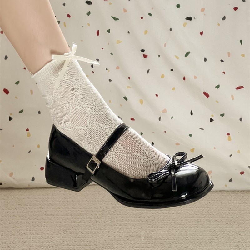 日系甜美玛丽珍女鞋小皮鞋配裙子黑色高跟鞋配裙子低跟单鞋女3cm