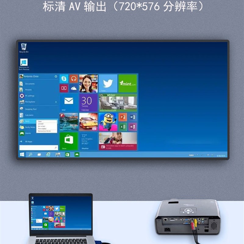 VGA转AV转换器笔记本电脑主机监控录像机连接老电视转接线三色线