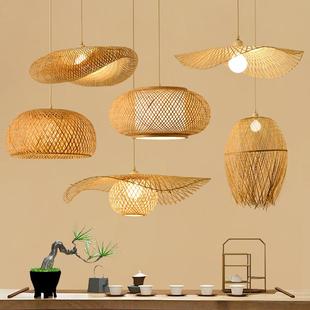 竹编灯笼东南亚风格 田园卧室客厅饭厅民宿茶室饭店灯 竹艺吊灯日式