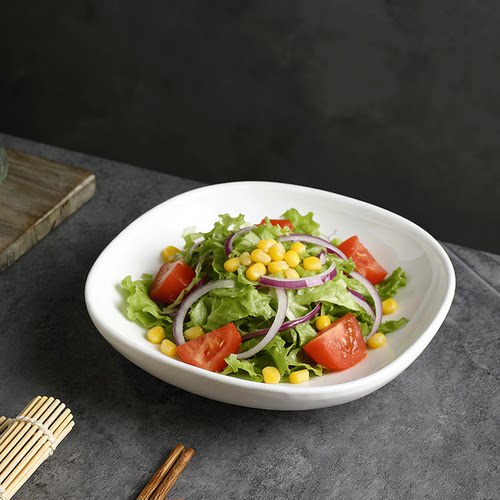 创意四方盘水果沙拉盘陶瓷深盘高级感特别好看的盘子冷菜盘甜品盘