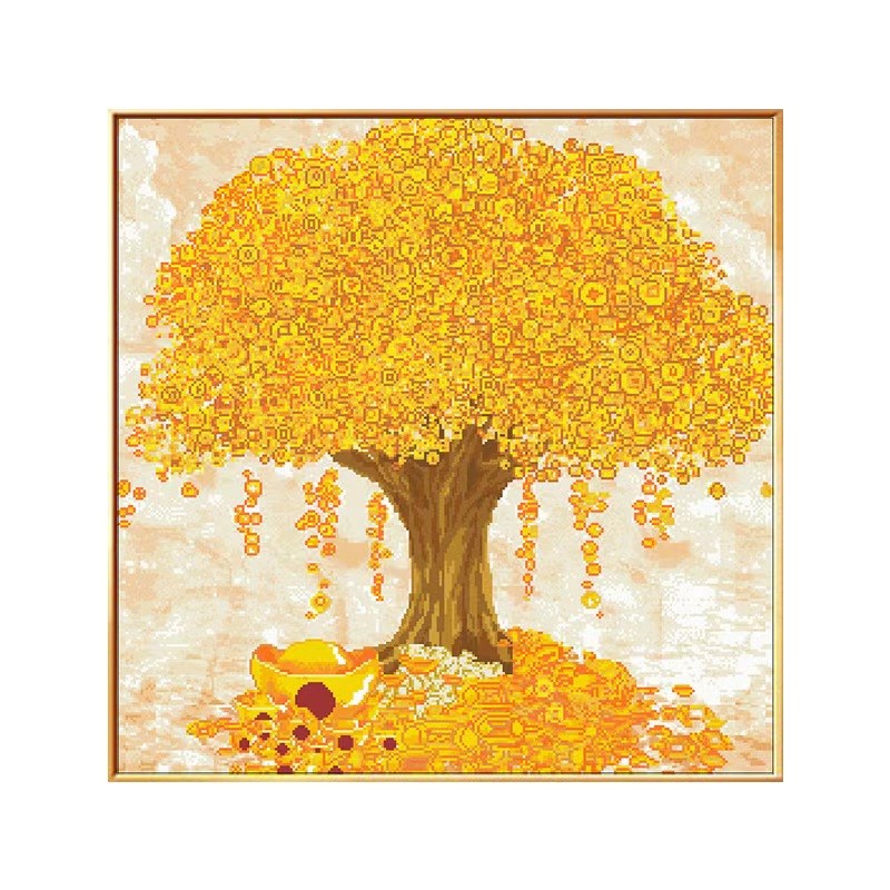 珠绣十字绣串珠绣圆珠绣全珠绣彩珠绣十字绣发财树玄关客厅新款