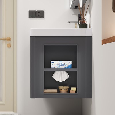 蜂窝铝侧边收纳浴室柜组合加深陶瓷一体洗脸盆卫生间洗漱台洗手池