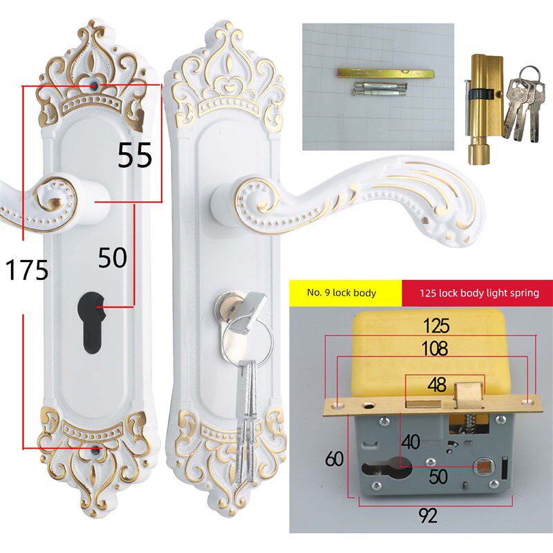 175孔50瓷白色欧式门锁卧室房间50锁体木门拉手供家庭使用