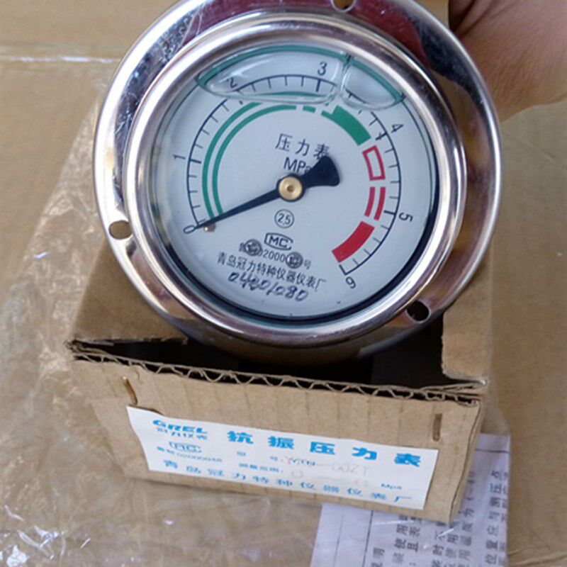 青岛冠力仪表YTN60ZT轴向耐震压力表油压表0.6,1,1.6,2.5等MPA