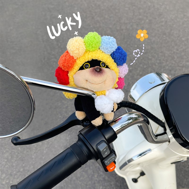 可爱蜜蜂狗电动车装饰小配件摩托车电瓶车后视镜T挂饰玩偶公仔挂