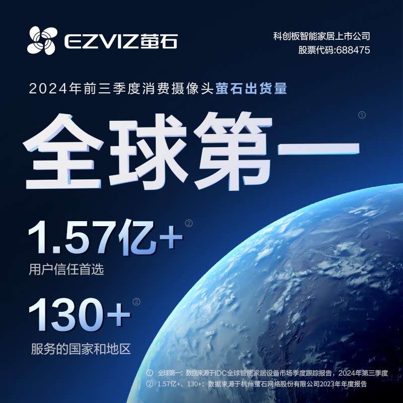 萤石CP1家用无线云台AI网络摄像头高清夜视手机远程监控宠物儿童