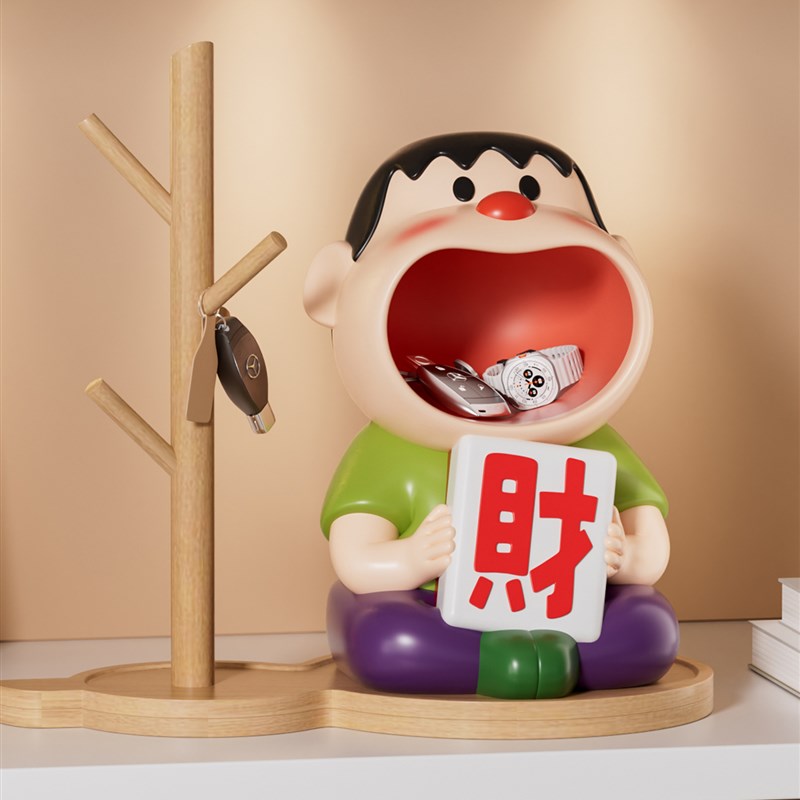 入户门胖虎玄关钥匙收纳摆件鞋C柜装饰品置物架客厅酒柜收纳盒