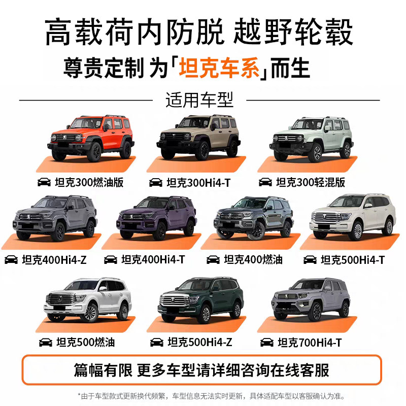 黑泥轮毂适用于21-26款坦克300/400/500/700Hi4-T越野改装轮毂