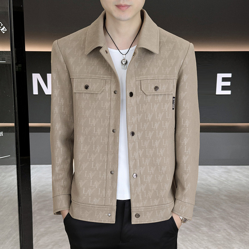 翻领夹克男休闲韩版修身潮流百搭外套轻奢商务高级感春秋男装上衣