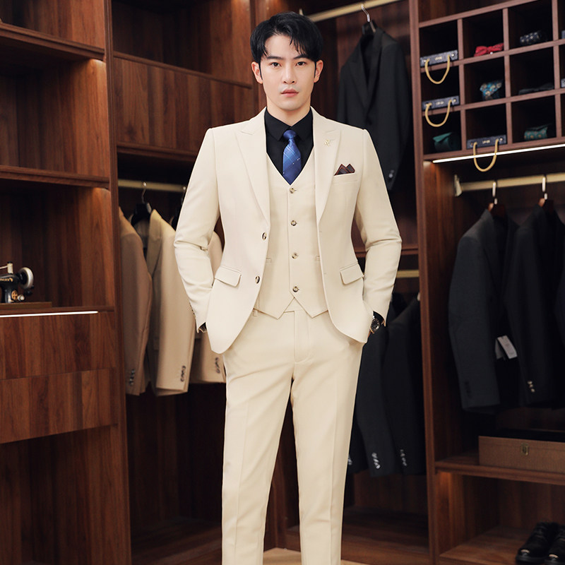 西服套装男商务正装休闲职业西装三件套帅气潮流新郎伴郎结婚礼服