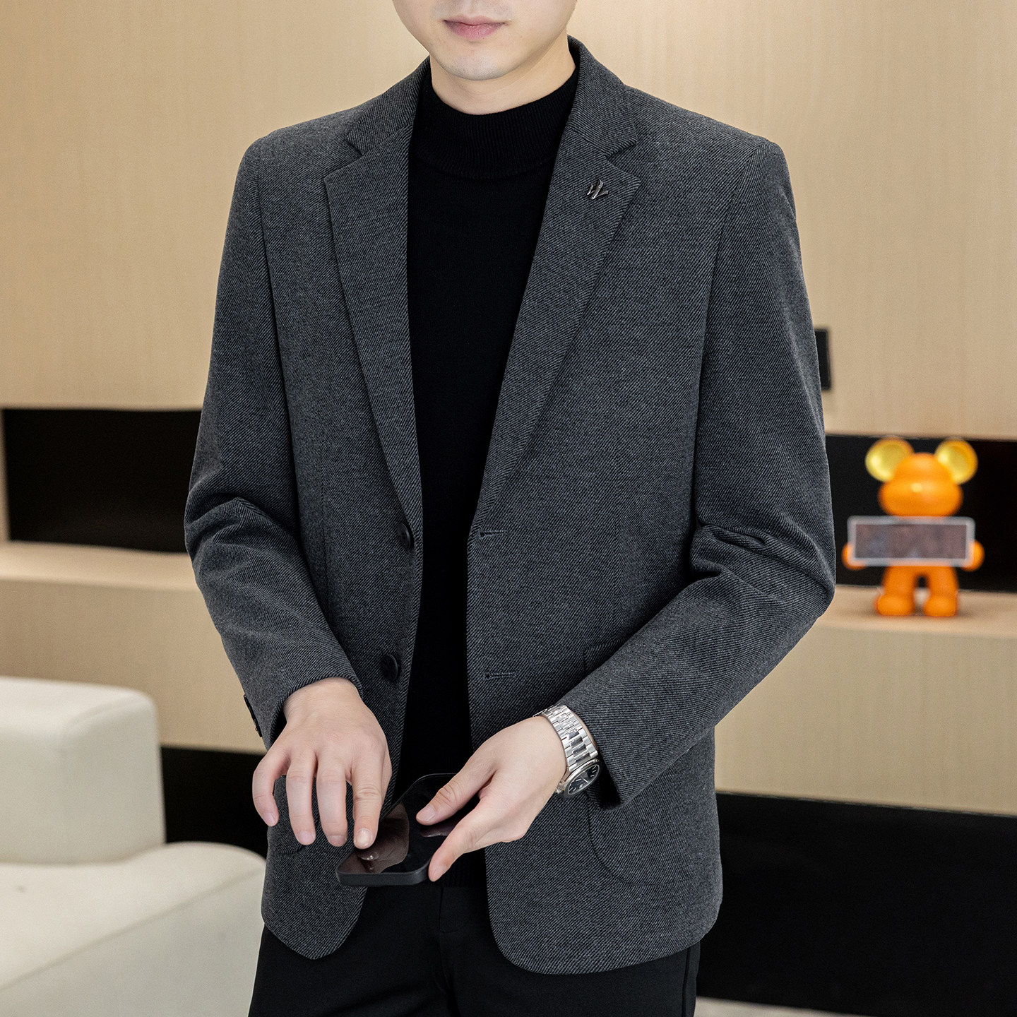 男士西服商务通勤单西免烫抗皱韩版修身潮流百搭帅气休闲西装外套