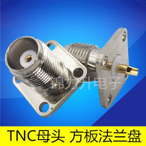 RF射频头同轴连接器TNC-KF母头四孔小方板法兰盘母座天线插座子