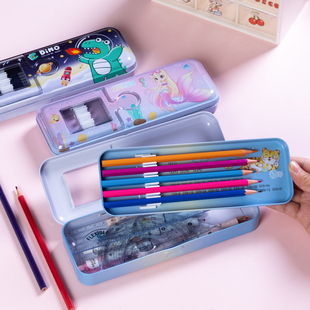 2022年新款文具盒女生ins风大容量男孩款铅笔盒小学生双层铁笔盒
