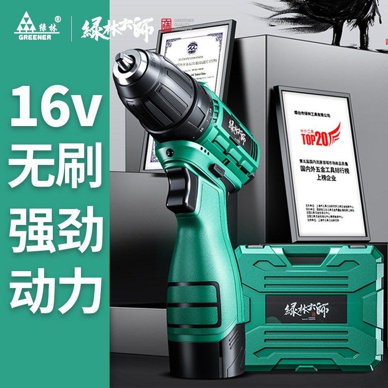 绿林大师手电钻小手枪钻锂转家用电工具电动螺丝刀16.8多功能无刷